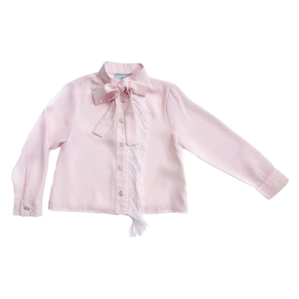 Petite Maison Kids Dusty Feather Skirt and Pink Crepe Fringe Top. Sold as Set - Picture 2 of 3